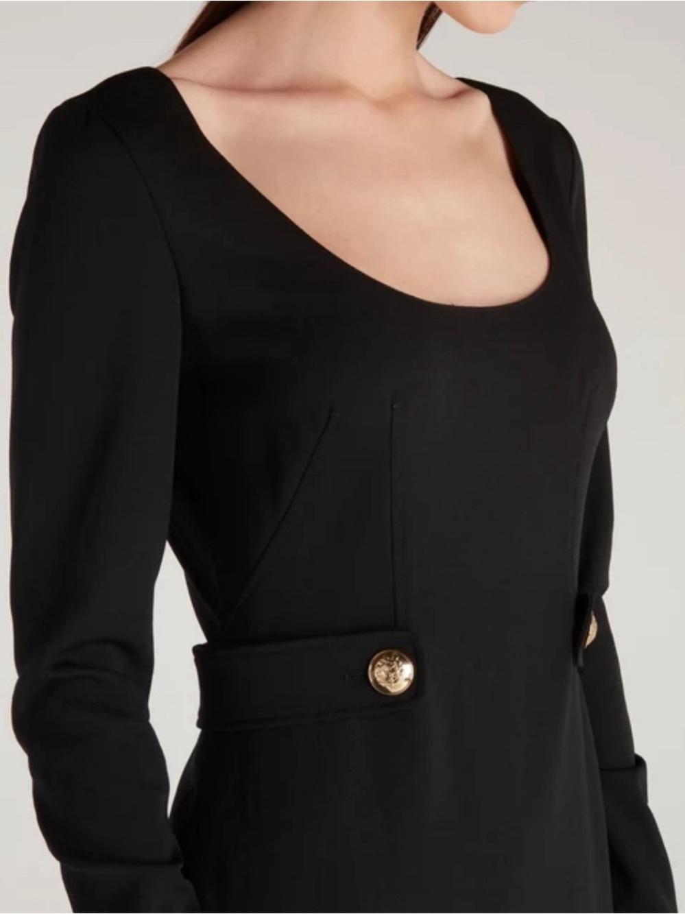 Roberto Cavalli Black Long Sleeve Scoop Neck Sheath Dress EU3 8 US 2 - Picture 2 of 9
